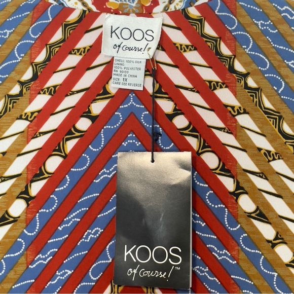 KOOS of Course! Reversible Silk Red Gingham & Bold Print Jacket Blazer 1X - Picture 11 of 13